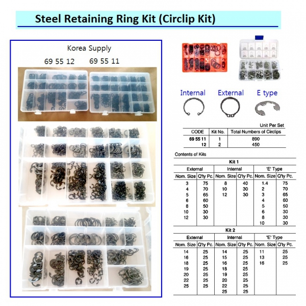 695512-CIRCLIP KIT STEEL SET NO.2, TOTAL 450’S